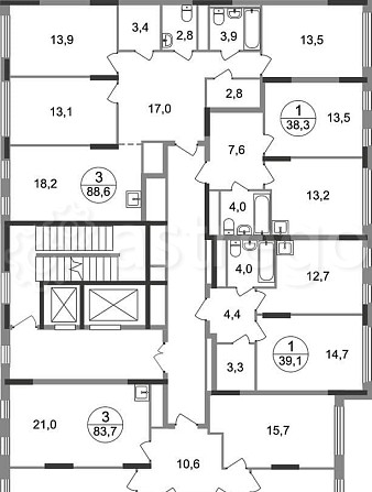 3-комн. квартира, 83 м2, 10/17 эт. Москва - изображение 9