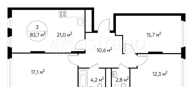 3-комн. квартира, 83 м2, 6/17 эт. Москва - изображение 1