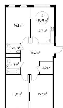 3-комн. квартира, 83 м2, 10/17 эт. Москва