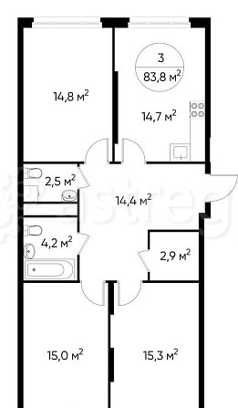 3-комн. квартира, 83 м2, 8/17 эт. Москва - изображение 1