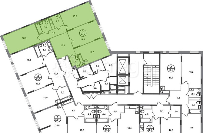 3-комн. квартира, 84 м2, 9/17 эт. Москва - изображение 7