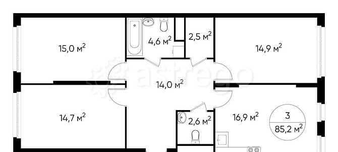 3-комн. квартира, 85 м2, 8/17 эт. Москва - изображение 2
