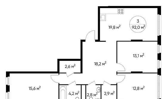 3-комн. квартира, 92 м2, 10/17 эт. Москва