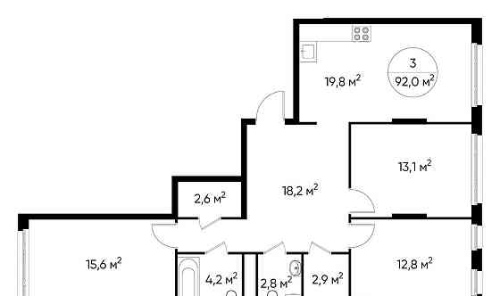 3-комн. квартира, 92 м2, 15/17 эт. Москва