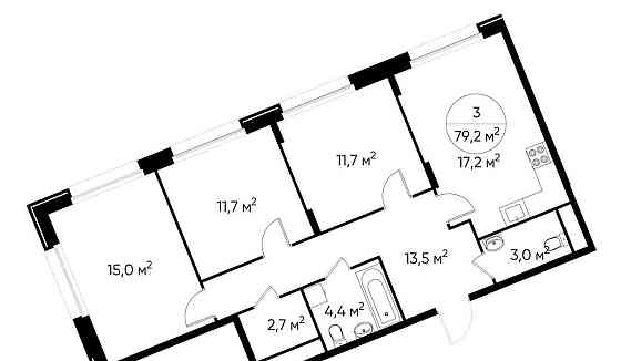 3-комн. квартира, 79 м2, 4/17 эт. Москва