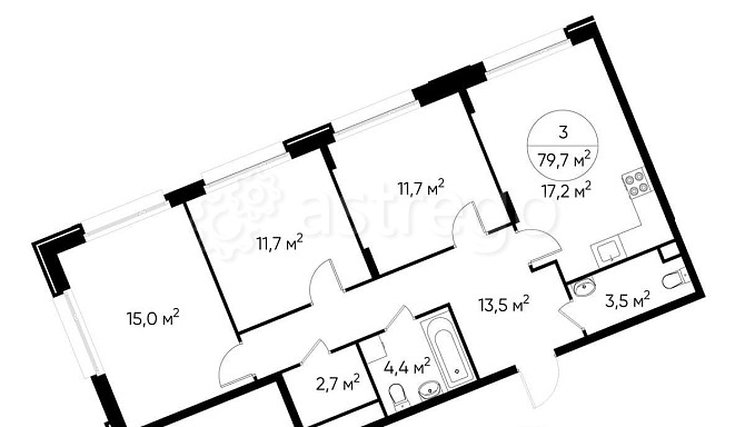 3-комн. квартира, 79 м2, 2/17 эт. Москва - изображение 1
