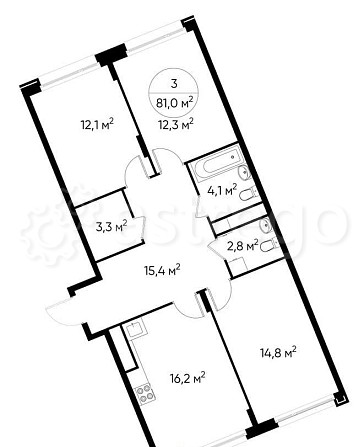 3-комн. квартира, 81 м2, 7/17 эт. Москва - изображение 1