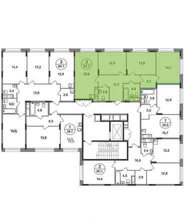 3-комн. квартира, 81 м2, 2/17 эт. Москва