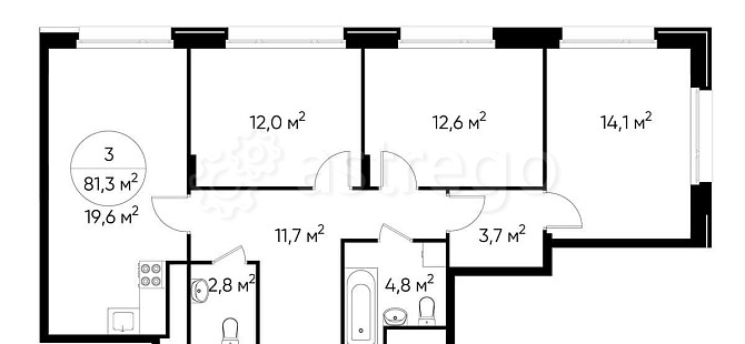 3-комн. квартира, 81 м2, 5/17 эт. Москва - изображение 1
