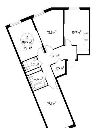 3-комн. квартира, 88 м2, 10/17 эт. Москва