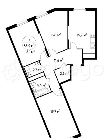 3-комн. квартира, 88 м2, 15/17 эт. Москва - изображение 1