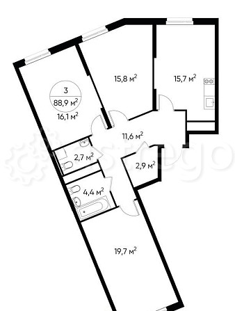 3-комн. квартира, 88 м2, 9/17 эт. Москва - изображение 1