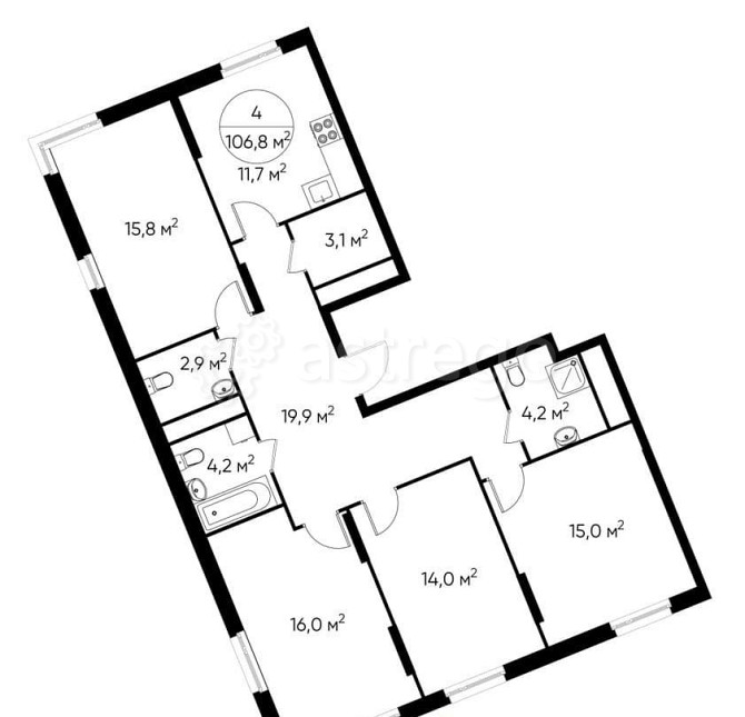 4-комн. квартира, 106 м2, 16/17 эт. Москва - изображение 1