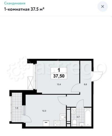 2-комн. квартира, 38 м2, 11/17 эт. Москва - изображение 3