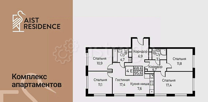 5-комн. апарт-ы, 95.6 м2, 22/30 эт. Москва - изображение 1