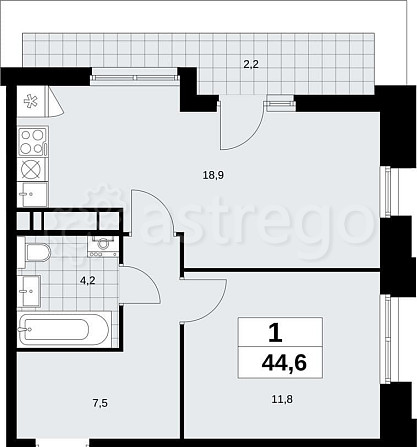 1-комн. квартира, 44.6 м2, 16/17 эт. Москва - изображение 2