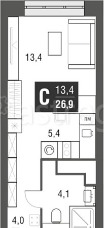 Студия, 26.9 м2, 38/52 эт. Москва - изображение 1