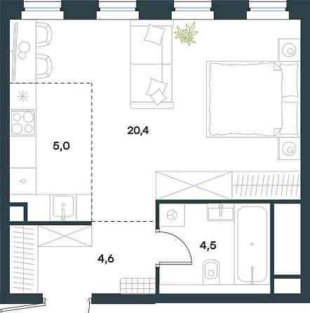 1-комн. квартира, 34.5 м2, 34/40 эт. Москва