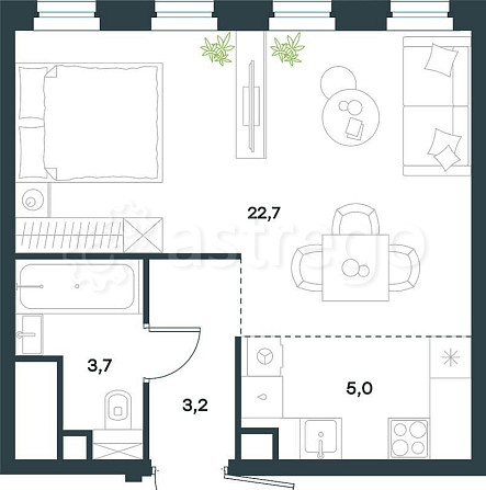 1-комн. квартира, 34.6 м2, 38/40 эт. Москва - изображение 2