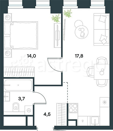 1-комн. квартира, 40 м2, 13/40 эт. Москва - изображение 2