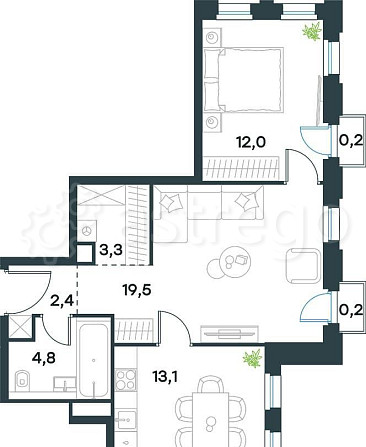 2-комн. квартира, 55.5 м2, 8/40 эт. Москва - изображение 2