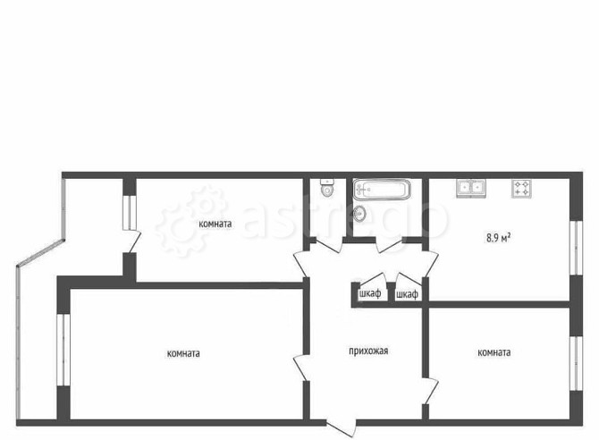 3-комн. квартира, 63.6 м2, 6/10 эт. Архангельск - изображение 1