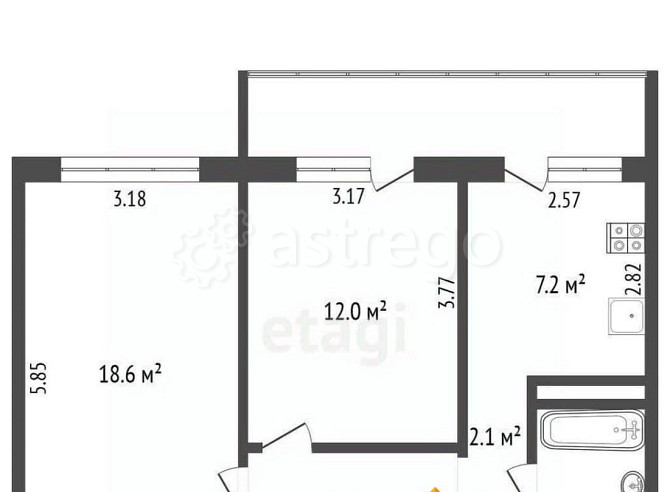 2-комн. квартира, 50.5 м2, 2/9 эт. Архангельск - изображение 5