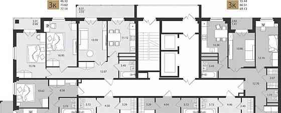3-комн. квартира, 77.14 м2, 16/16 эт. Архангельск