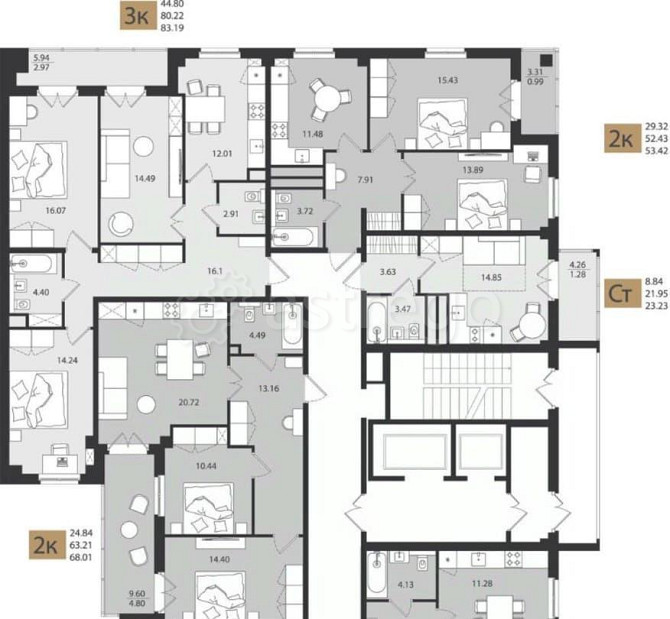 3-комн. квартира, 83.19 м2, 2/16 эт. Архангельск - изображение 2