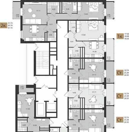 1-комн. квартира, 40.43 м2, 9/16 эт. Архангельск