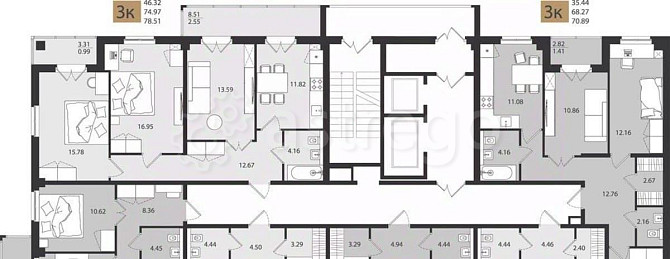 3-комн. квартира, 78.51 м2, 2/16 эт. Архангельск - изображение 5