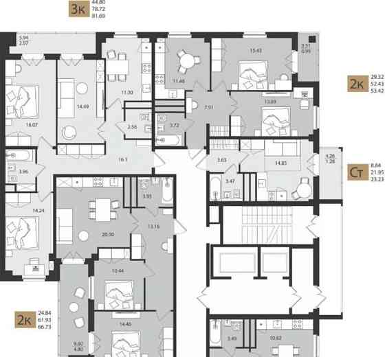 3-комн. квартира, 81.69 м2, 12/16 эт. Архангельск