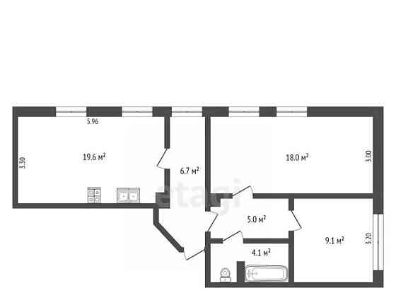 3-комн. квартира, 62.5 м2, 1/4 эт. Архангельск