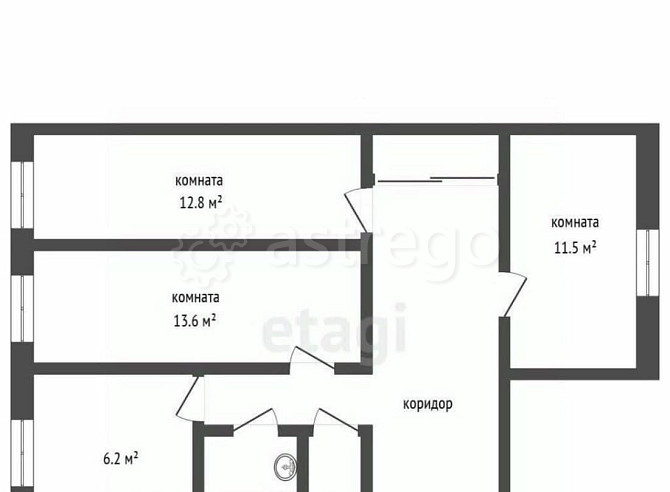 3-комн. квартира, 58.6 м2, 2/5 эт. Архангельск - изображение 3