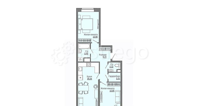 2-комн. квартира, 64.36 м2, 15/16 эт. Архангельск - изображение 1