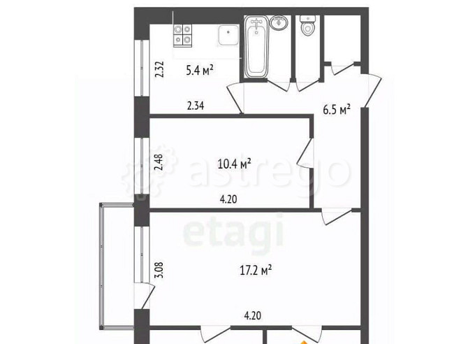 4-комн. квартира, 60.8 м2, 4/5 эт. Архангельск - изображение 2