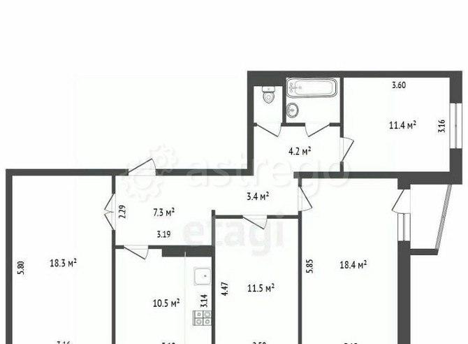 4-комн. квартира, 88.7 м2, 2/10 эт. Архангельск - изображение 1