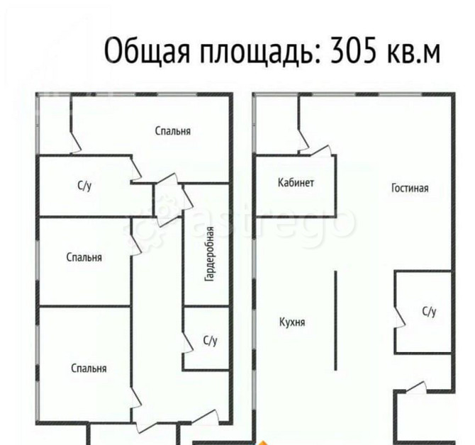 5-комн. квартира, 305 м2, 2/2 эт. Москва - изображение 7