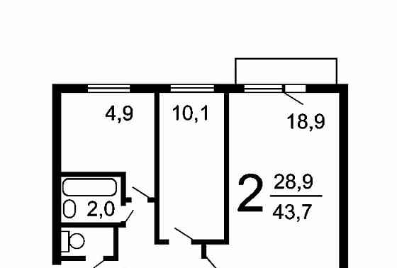2-комн. квартира, 43.2 м2, 5/5 эт. Москва