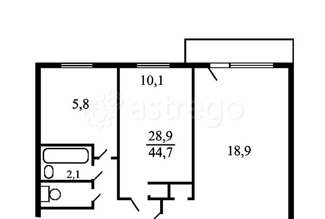 2-комн. квартира, 45 м2, 5/5 эт. Москва - изображение 1
