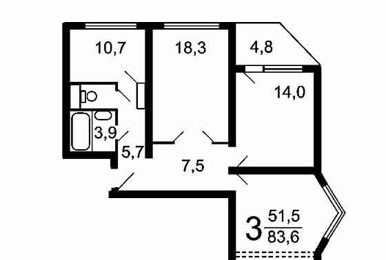 3-комн. квартира, 82 м2, 6/14 эт. Москва