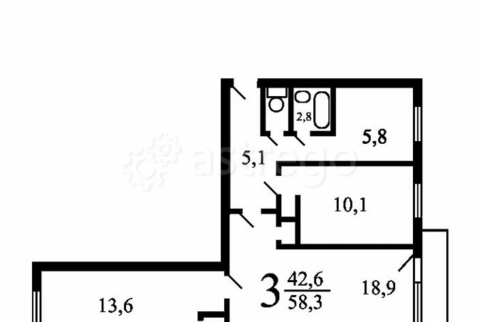 3-комн. квартира, 59 м2, 4/5 эт. Москва - изображение 5
