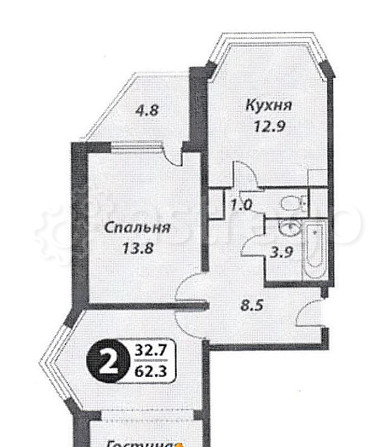 2-комн. квартира, 67.6 м2, 17/17 эт. Москва - изображение 1