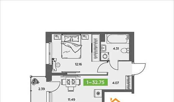1-комн. квартира, 32.75 м2, 5/5 эт. Северодвинск