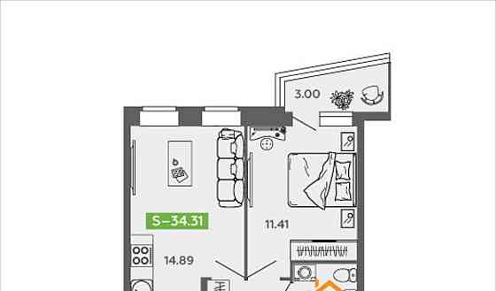 1-комн. квартира, 34.31 м2, 5/9 эт. Северодвинск
