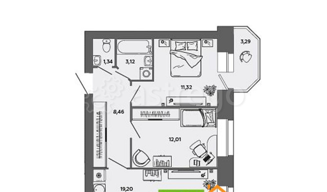 2-комн. квартира, 56.5 м2, 8/8 эт. Северодвинск - изображение 1