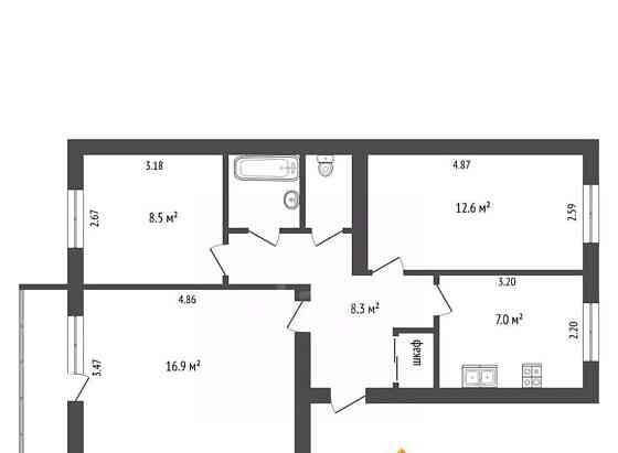 3-комн. квартира, 57.6 м2, 4/5 эт. Котлас