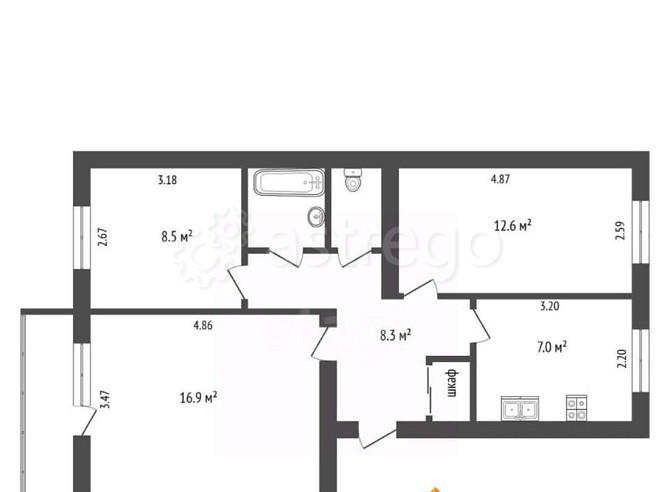 3-комн. квартира, 57.6 м2, 4/5 эт. Котлас - изображение 2