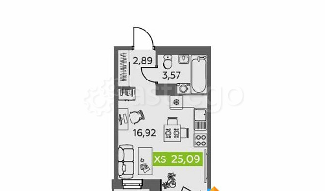 Студия, 25.09 м2, 5/9 эт. Северодвинск - изображение 1