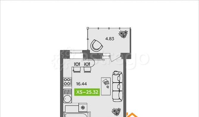 Студия, 25.32 м2, 9/9 эт. Северодвинск - изображение 1